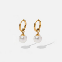 Load image into Gallery viewer, Pearl Hoop Earrings