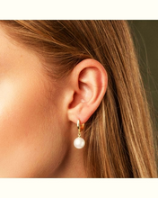 Load image into Gallery viewer, Pearl Hoop Earrings