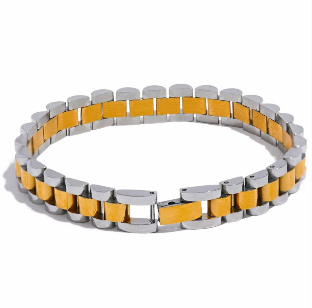 Gold and Silver Band Bracelet - shopvinchi - Gold and Silver Band Bracelet