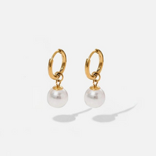 Load image into Gallery viewer, Pearl Hoop Earrings
