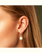 Load image into Gallery viewer, Pearl Hoop Earrings
