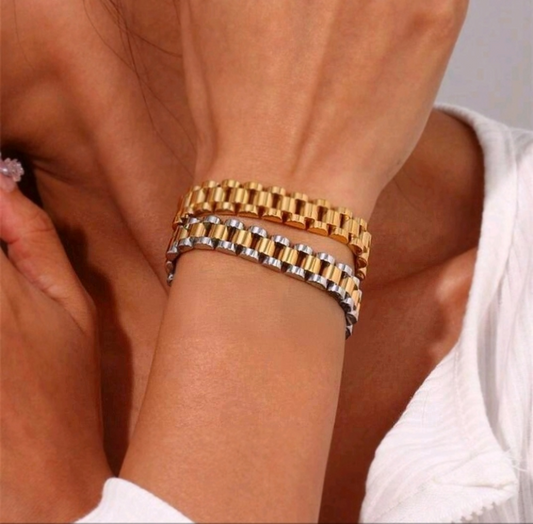 Gold and Silver Band Bracelet